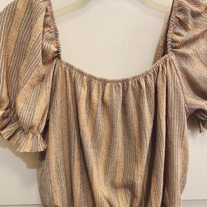Tan Cap Sleeve Crop Top